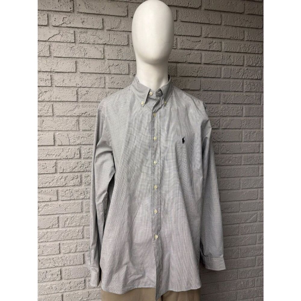 Ralph Lauren Men’s Classic Fit Long Sleeve Blue Checkered Shirt Size 17 36-37